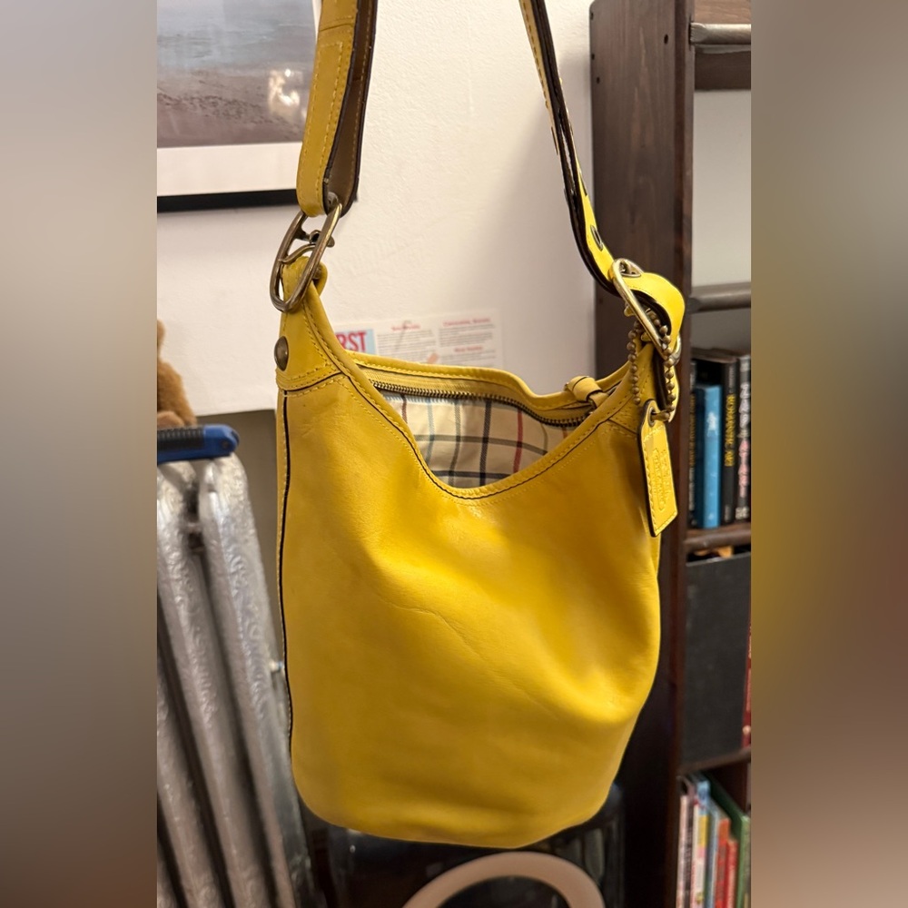 Coach Bleeker Bucket Tattersall L0769 - 11422 Yellow Leather Bucket Bag